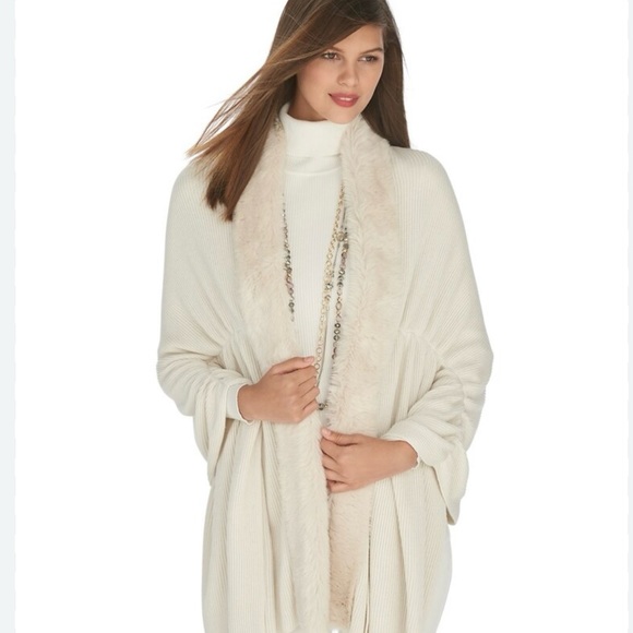 White House Black Market Sweaters - White House Black Market Faux Fur Cover Up